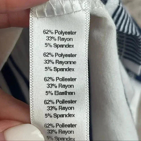 Anthropologie puella XS Navy Blue White Striped Swing Tank Top V Neck Stretch - Picture 4 of 6